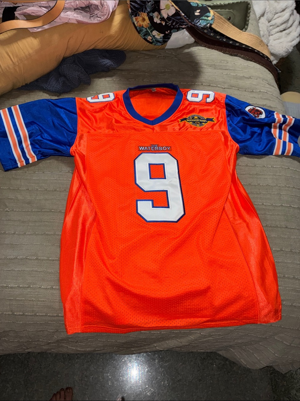 Men's Orange & Blue Number 9 Football Jersey - the water boy